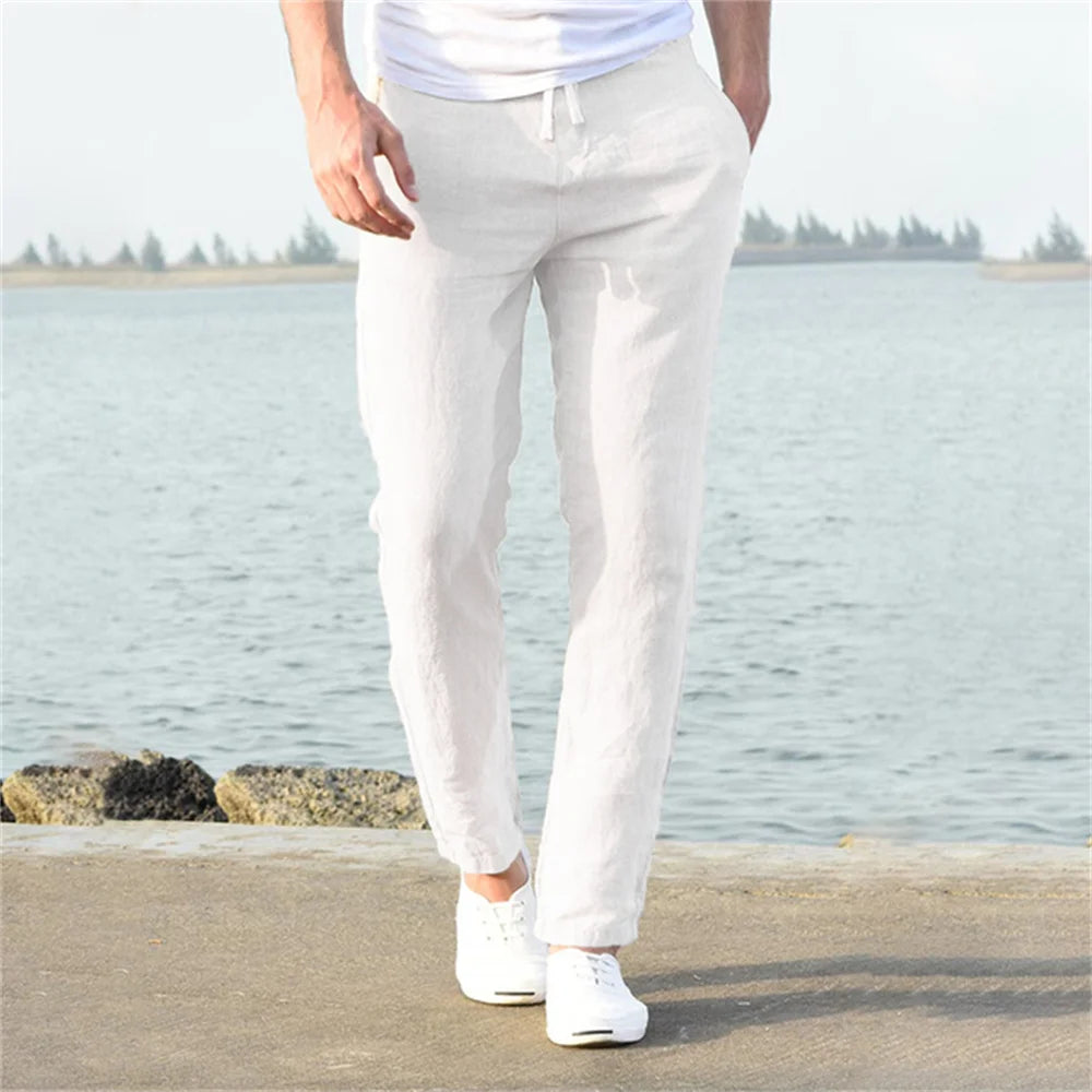 2023 Men's Cotton Linen Pants Male Autumn New Breathable Solid Color Linen Trousers Fitness Streetwear S-3XL  Amaijoin