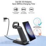 Load image into Gallery viewer, Wireless Charging Station for Samsung Charger 3 in 1 for Galaxy S23 Ultra/S22/S21/Note 20/10, Galaxy Watch 6/5/Pro/4, Buds 2 Pro  Amaijoin
