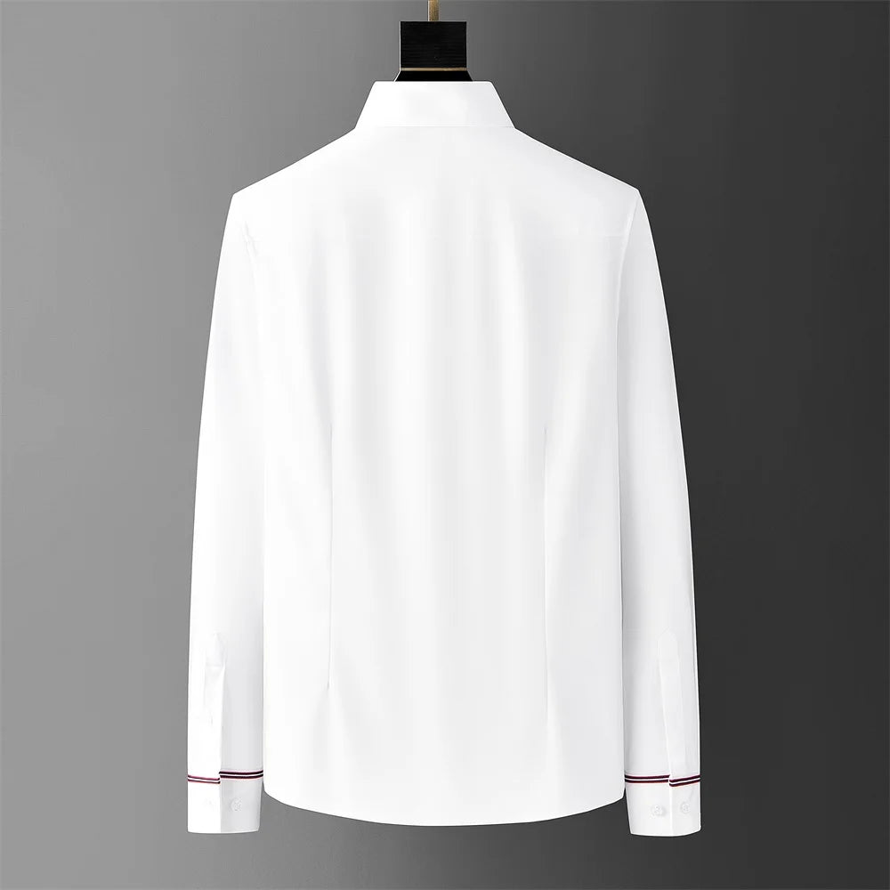 Brand Clothing Luxury Embroidery Shirts Men Long Sleeve Slim Fit Casual Shirts High-quality Business Social Party Tuxedo Blouse  Amaijoin