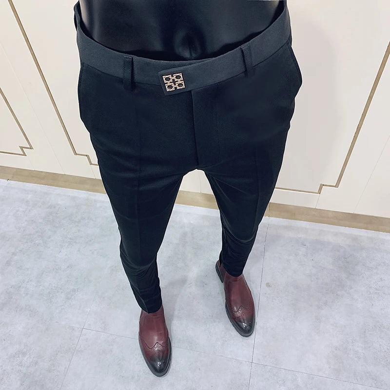 Men Suit Pants Dress Pantalone Hombre Stretch Slim Formal Trousers Calça Masculina Solid Color Casual Pants Fashion Men Clothing  Amaijoin