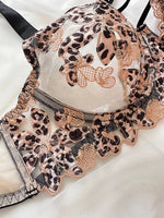 Load image into Gallery viewer, Lingerie Sexy Delicate Underwear Embroidery Lace Leopard Cross See Through Bra and Panty Set Erotic Intimate for Female New  Amaijoin
