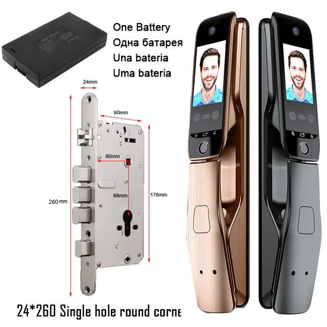 WiFi Tuya APP Voice Intercom Digital Door Lock  High Quanlity 3D Face Recognition Smart Door Lock With Camera  Amaijoin