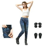 Load image into Gallery viewer, Motorcycle Pants Pantalon Moto Green Moto Jeans Woman Boyfriends Motorcycle Leisure Women&#39;s Jeans Blue Riding High Waist Jeans  Amaijoin
