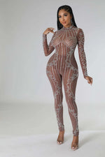 Load image into Gallery viewer, Perspective Hot Diamond Long Sleeve Party Nightclub Jumpsuit  Amaijoin
