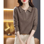 Load image into Gallery viewer, 2023 New Autumn and Winter Fashion Solid Color Contrast Knitted Bottom Shirt Temperament Commuter Button Casual Women&#39;s Sweater  Amaijoin
