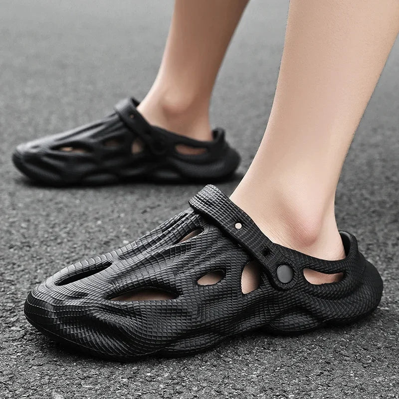 New Men's Slippers Summer Soft EVA Beach Hole Shoes Outdoor Women's Slippers Anti Slip Designer Personalized Hollow Shoes 36-45  Amaijoin