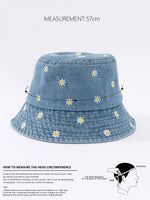 Load image into Gallery viewer, Little Daisy Embroidered Fisherman Hat for Women in Spring and Summer Fashion Versatile Sunshade and Sunscreen Show Small Face  Amaijoin
