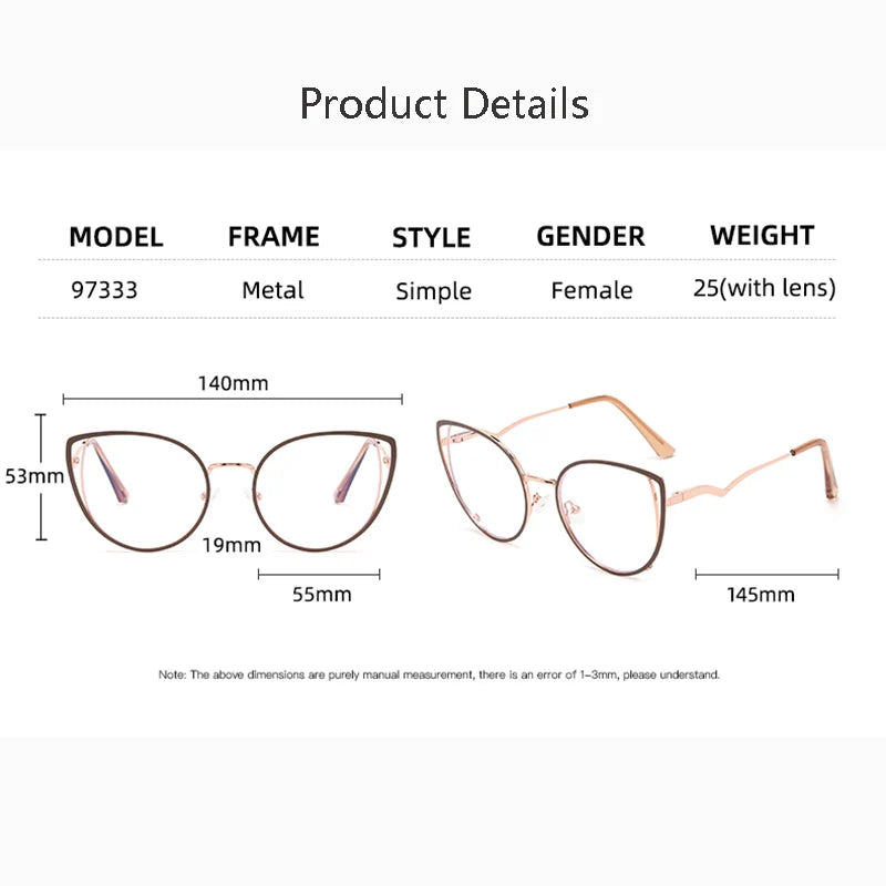 Anti-Blue Light Rays Eyeglasses Frame Women Cat Eye Glasses Brand Designer Clear Lens Computer Optical Eyewear 97333  Amaijoin