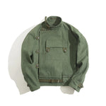 Load image into Gallery viewer, Maden Army Green Retro bomber Jackets Misplaced Oblique Buckle Swedish Motorcycle Men&#39;s AMEKAJI Cotton Autumn Winter Coat  Amaijoin
