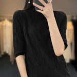 Load image into Gallery viewer, Spring and Summer2023 New Women&#39;s Half-high collar Short-Sleeved Exquisite Cashmere Sweater Pullover  Amaijoin
