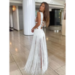 Load image into Gallery viewer, Elegant Tassel Hollow Out Long Dress for Women Sexy Patchwork Backless Split Sleeveless Robe Holiday Lady Beach Party Vestidos  Amaijoin
