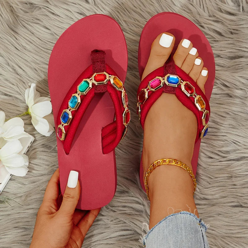 Large Size Women's Slippers 24 Summer Sandals New Flat Bottomed Clip Toe Women's Shoes Beach Women's Outerwear Flip Flops  Amaijoin