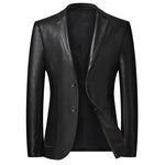 Load image into Gallery viewer, Men&#39;s PU Leather Jackets Autumn Winter Turn Down Collar Motorcycle Outerwear Men Solid Loose Casual Leather Blazer Plus Size 8XL  Amaijoin
