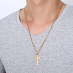 Load image into Gallery viewer, 316L Stainless Steel Cross Necklace For Men Chain Necklaces Punk Gold Silver Black Color Cross Pendant Necklace  Jewelry  Amaijoin
