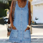 Load image into Gallery viewer, Cross-border European Summer New 2024 Women&#39;s Clothing Denim Skirt Sexy Cool Tank Dress Amazon Style Sleeveless Pattern Other  Amaijoin
