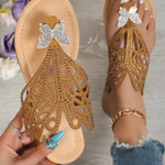 Carregue a imagem no visualizador da Galeria, Casual Glass Slipper Ladies 2024 Summer Fashion bow rhinestone designer cutout shoes Ladies comfortable open toe beach slippers  Amaijoin
