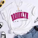 Load image into Gallery viewer, Women 1898 Brooklyn Women Graphic Print T Shirt Girl Short Sleeve Casual Streewear Clothes Lady Letter Tees Tops Female clothing  Amaijoin
