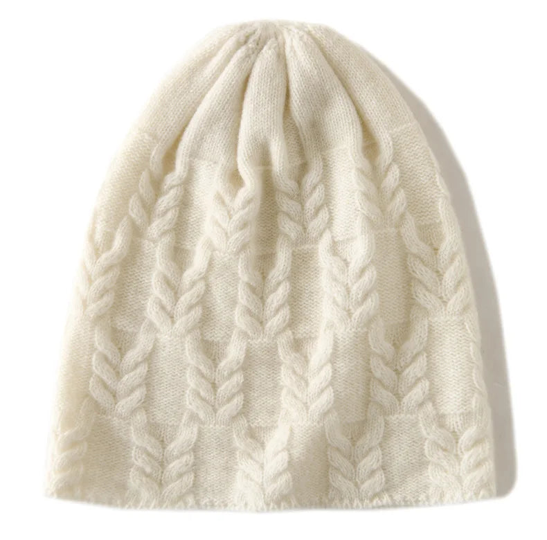 100% Goat Cashmere Knitted Beanies for Women Winter Warm Soft Skullies Hat For Girl Gorros Autumn y2k Fashion Korea Bonnet Cap  Amaijoin