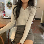 Load image into Gallery viewer, 2024 Spring Autumn New  Collar Sweater Design Sensibility Knitted Cardigan Top Unique Spring Knitwear Base Layer Top  Amaijoin
