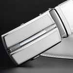 Load image into Gallery viewer, Elegant White Color Men Women Unisex Leather Belt Genuine Leather Automatic Buckle 3.5cm Width Men Waist Straps for Jeans  Amaijoin
