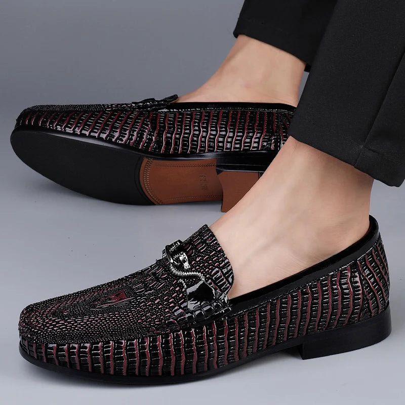 Trendy Brand Men's Genuine Leather Shoes Luxurious Banquet Dress Shoes Men's Low Top Loafers Casual Walking Shoes Big Size：36-47  Amaijoin