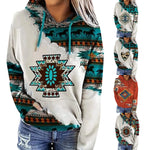 Load image into Gallery viewer, Womens Casual Geometric Horse Print Long Sleeve Drawstring Pullover Tops, Ethnic Style Hooded Sweatshirt  Amaijoin
