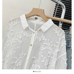 Load image into Gallery viewer, Embroidery Stereo Jacquard Gentle Blouses Single-breasted Lace Patchwork Age Reducing Blusas 2024 Spring Autumn New Chic Shirts  Amaijoin
