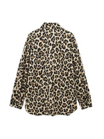 Load image into Gallery viewer, TRAF-Long Sleeve Leopard Shirts for Women, Button-up Blouses, Animal Print, Chic Tops, Female Fashion  Amaijoin
