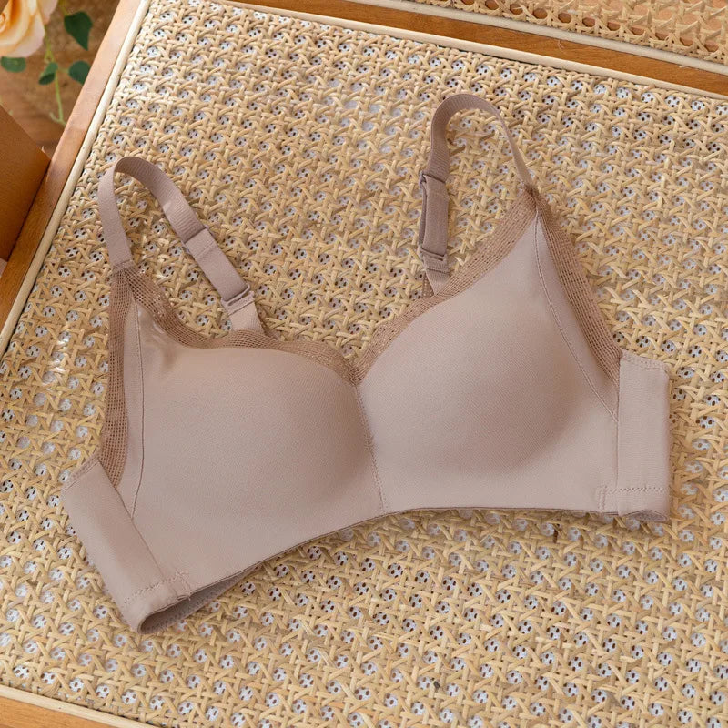 BirdTree Lining 100%Real Silk Solid Bra, Women Traceless Mesh,  Wire Free Soft Comfort Underwear, 2024 Spring Summer P41954QC  Amaijoin