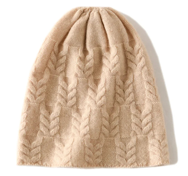 100% Goat Cashmere Knitted Beanies for Women Winter Warm Soft Skullies Hat For Girl Gorros Autumn y2k Fashion Korea Bonnet Cap  Amaijoin