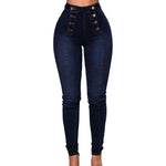 Load image into Gallery viewer, 2022 Fashion High Waist Women Pencil Jeans Skinny Hip Lifting Double-breasted Slim Fit Stretchy Denim Pants Sexy Bodycon Jeans  Amaijoin
