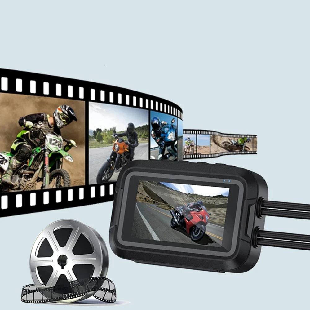 Dual 1080P Motorcycle DVR Full Body Waterproof Moto Camera WiFi GPS Dash Cam Front Rear Driving Video Recorder Black Box  Amaijoin