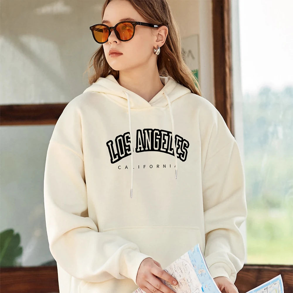 Hot Sale Los Angeles, California City Letter Print Hoody For Women Warm Oversize Sweatshirt Casual Street Hip Hop Clothes Female  Amaijoin