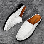 Load image into Gallery viewer, Black White Half Shoes for Men Genuine Leather Men Muller Shoes Fashion Casual Sandals Men Comfy Lazy Flats Versatile Slippers  Amaijoin
