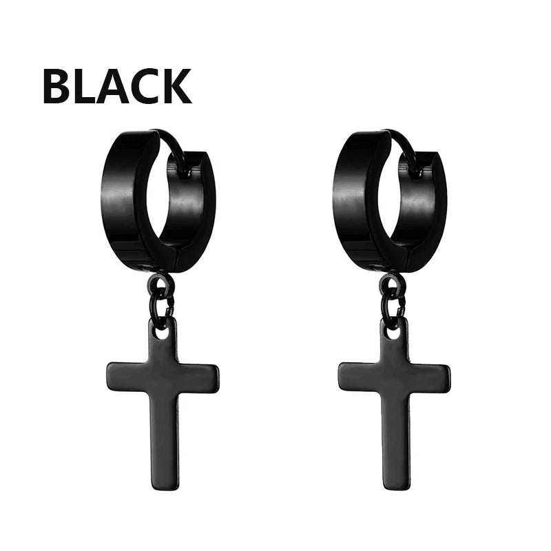 9 pair Punk Black Multiple Styles Stainless Steel Stud Earrings For Men and Women Gothic Street Pop Hip Hop Ear Jewelry Gift  Amaijoin