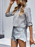 Load image into Gallery viewer, Women&#39;s Spring/Summer 2024 New Striped Single Breasted Long Sleeve Shirt Women Elegant and Youth Woman Stylish Blouse  Amaijoin
