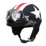 Carregue a imagem no visualizador da Galeria, Half Open Face Motorcycle Helmet with Goggles Visor Scarf Biker Scooter Touring Helmet Detachable Visor Helmet  Amaijoin
