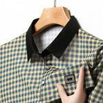 Carregue a imagem no visualizador da Galeria, New Men&#39;s Plaid Badge Short Sleeved POLO Shirt Summer Casual Top  Amaijoin
