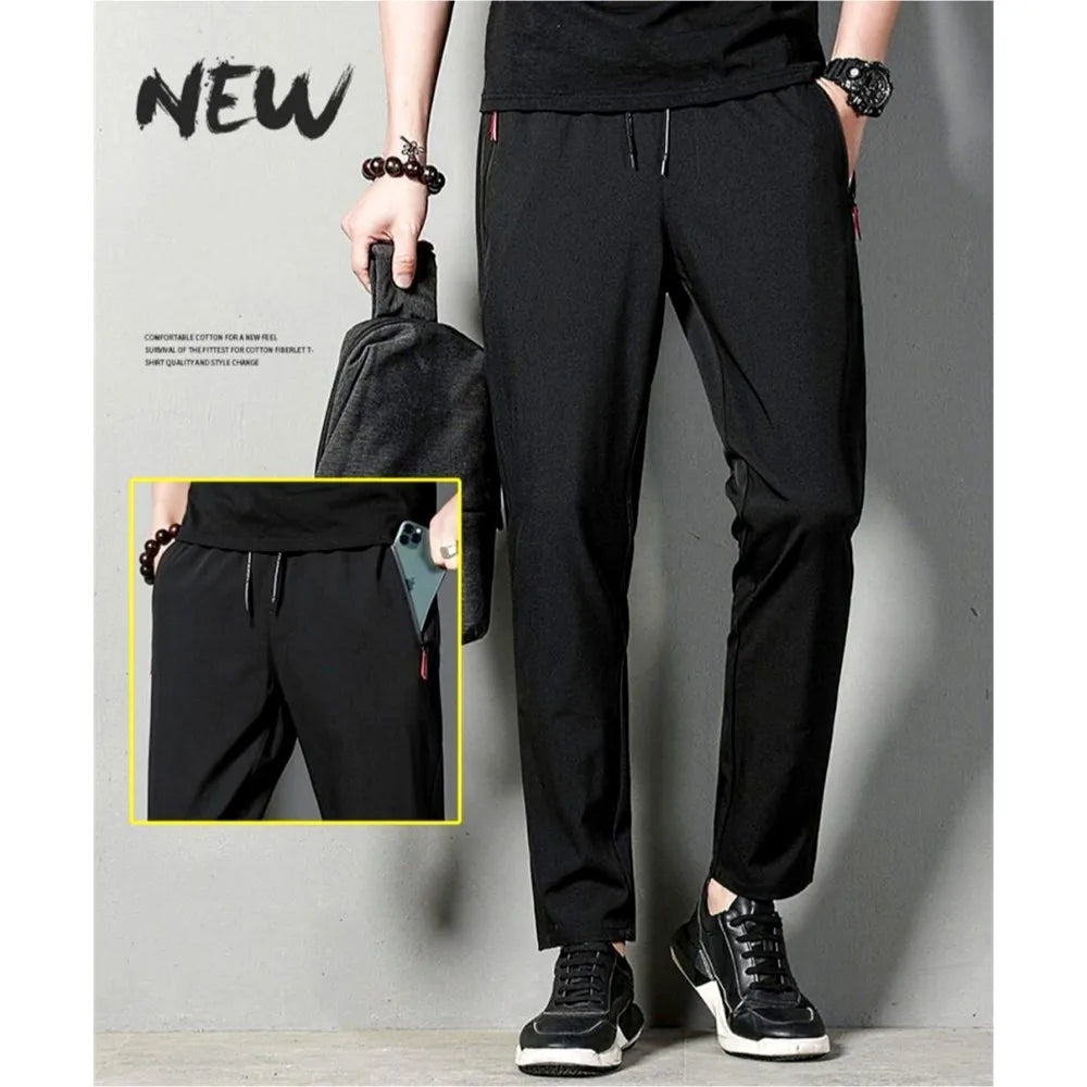 Men's Casual Pants Business Stretch Slim Fit Elastic Waist Jogger Korean Classic Blue Black Gray Male Brand Trousers  Amaijoin