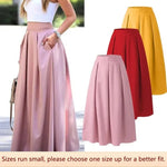 Load image into Gallery viewer, 2022 European American Trade Wish Cross-border Solid Color High-waisted Skirt Long Dress Pleats  Amaijoin
