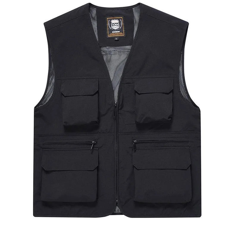 Summer Vest Mesh Men Man Tactical Military Sleeveless Parka Work Motorcyclist Jacket Spring Jumper Multi-pocket Camping Gilets  Amaijoin