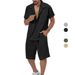 Load image into Gallery viewer, Men&#39;s Summer Casual Short Sleeved Shorts Simple Family Set Shirt Outdoor 2-Piece Breathable Beach Set  Amaijoin
