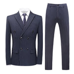 Load image into Gallery viewer, ( Jacket + Vest + Pants ) Groom Wedding Dress Boutique Striped Formal Double Breasted Suit 3pce Set Mens Casual Business Suit  Amaijoin
