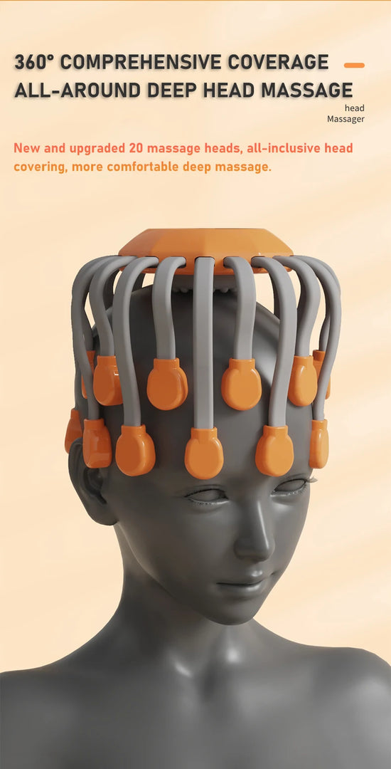 20Massage Heads Orange Scalp Head Massager Red Light Vibrator Octopus Scratcher For Relaxation Stress Migraine  Amaijoin