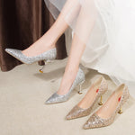 Load image into Gallery viewer, Lucyever Gold Silver Sequins Women Pumps 2022 Luxury Crystal High Heel Party Wedding Shoes Woman Elegant Pointed Toe Pumps Mujer  Amaijoin
