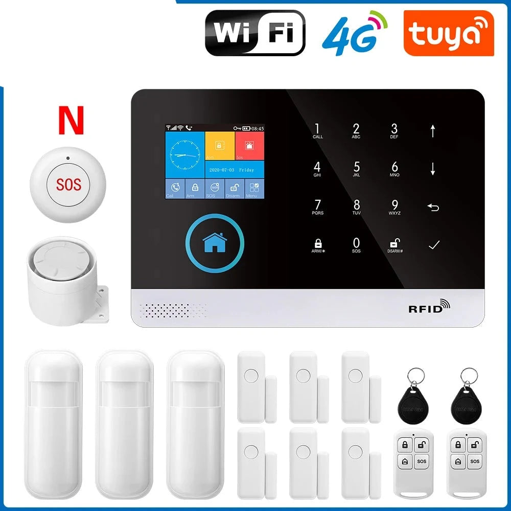 PGST 103 2.4 inch Screen 4G 2G WIFI GSM Home Bulgar Security System for Home 433MHz APP Control RFID Card with PIR Motion  Amaijoin