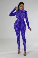 Load image into Gallery viewer, Perspective Hot Diamond Long Sleeve Party Nightclub Jumpsuit  Amaijoin
