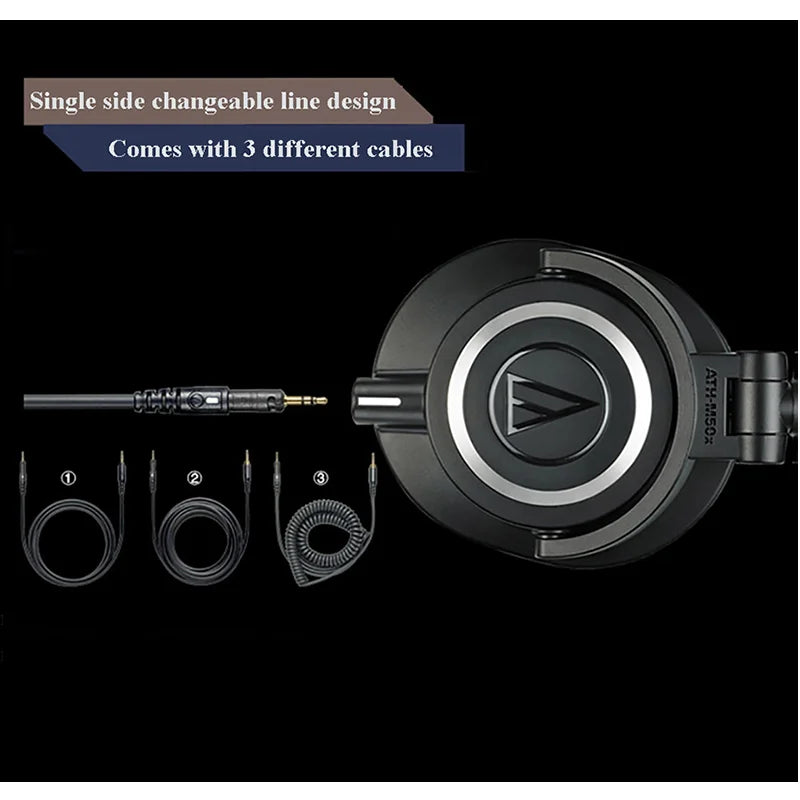 Original Audio Technica ATH M50X HIFI Earphones Professional Fully Enclosed Monitoring Headphones Foldable Music Game Headset  Amaijoin