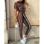 Load image into Gallery viewer, Women&#39;s Monochromatic Belt Workwear Jumpsuit, Casual Pants, Flip Collar, Buckle, European and American, Summer, 2023  Amaijoin
