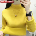 Load image into Gallery viewer, Turtleneck Winter Sweater Women Elegant Thicken Velvet Lined Warm Sueter Knitted Pullover Slim Tops Jersey Knitwear Jumper New  Amaijoin
